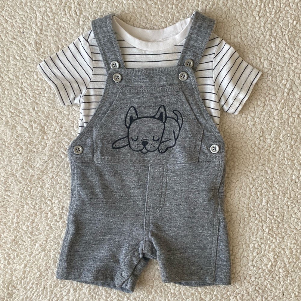 *EUC* First Impressions Baby Boy 2-Piece Overall Set